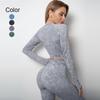 Seamless Knit Quick-Dry Running and Yoga Long Sleeve Set with Slim Fit Pants