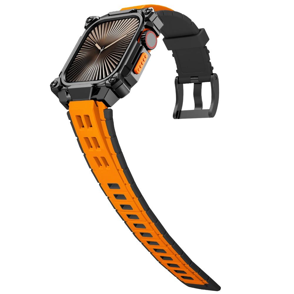 Rubber Straps+Metal Protect Case for Apple Watch Series 11 10 46mm Breathable Silicone Band for IWatch 11 46MM Modification Kit