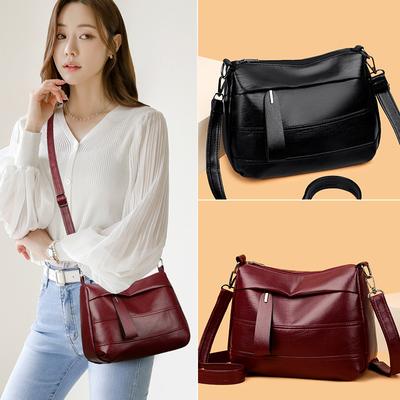 Sac à bandoulière en cuir souple pour mère, sac à bandoulière multicouche, sac à bandoulière léger de grande capacité, sac pour téléphone portable