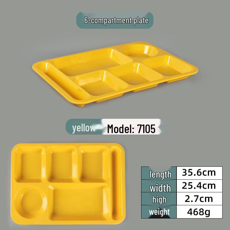 A5 Melamine 6-Compartment Food Tray