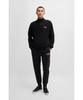 [HUGO] Logo Print Cotton Terry Zip Neck Sweatshirt Men's S Black
