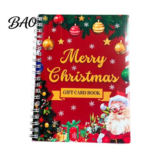 Spiral Bound Scrapbook for Cards Christmas Gift Card Book, 7" x 5" Merry Unique DIY Holiday Solution Booklet, Greeting Album, Personalized Xmas Party