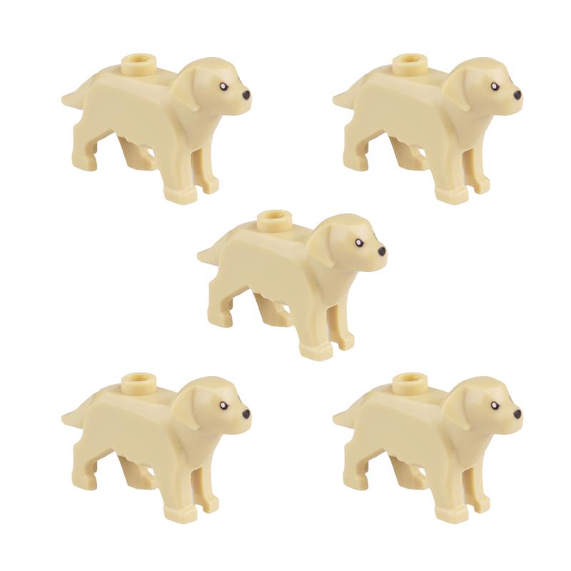 Mattoncini Compatibili Animali per Bambini MOC cane da Polizia con pelo dorato husky bulldog chihuahua modello mattoncini bambini Giocattoli Fai da Te 5p
