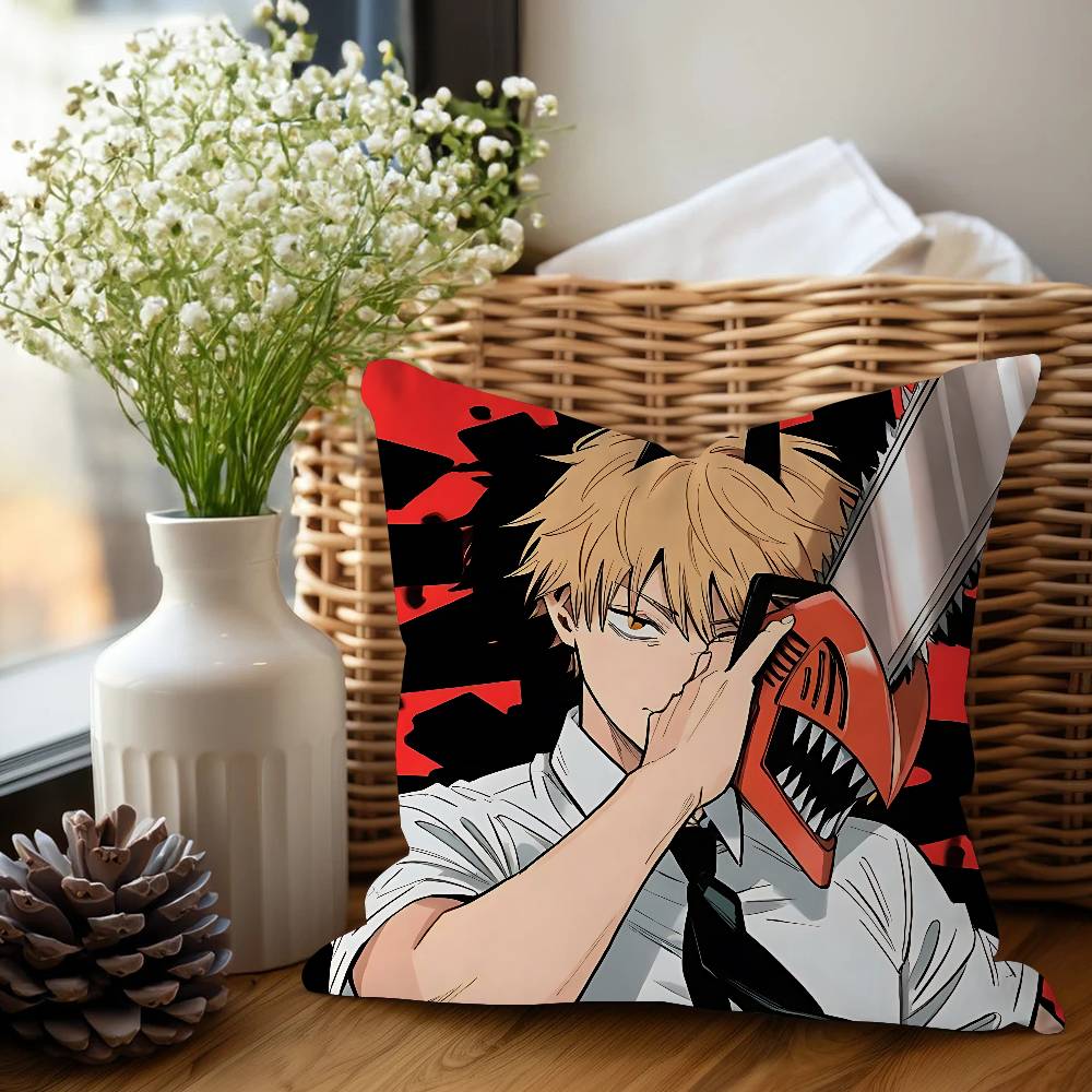 C-Chainsaw Man Anime Pillow Gift Home Office Decoration Pillow Bedroom Sofa Car Cushion CoverPillow Case