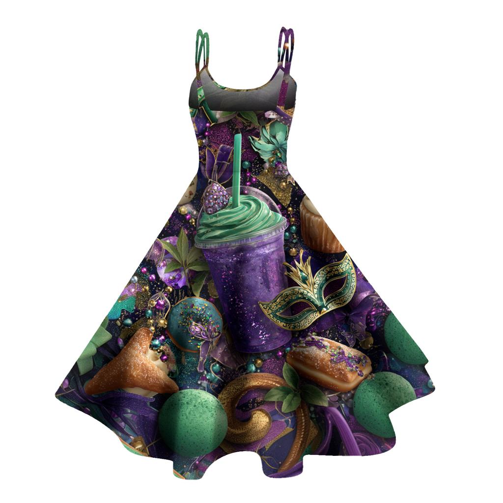 Women's Halloween Print Sexy Off-The-Shoulder Punk Vintage Dress