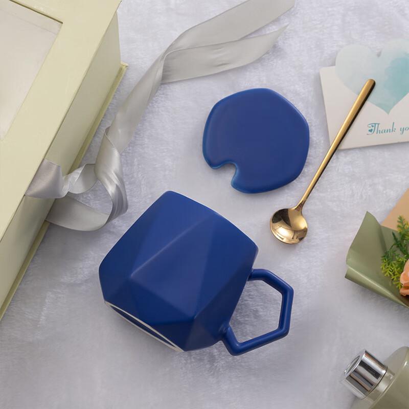 Xiaoyueya Diamant Keramik Kaffeetasse mit Deckel & Löffel