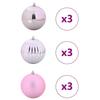 XL Christmas Ornament Set 9 pcs Pink Plastic