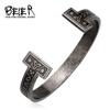 BEIER 2021 Edelstahl Handgefertigt Nordische Runen Armreif Wikinger Herren Armband Vintage Schmuck Großhandel