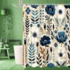 Vintage Flowers Pattern Bathing Curtain  Bathroom Shower Curtain Waterproof With 12 Hooks Home Deco