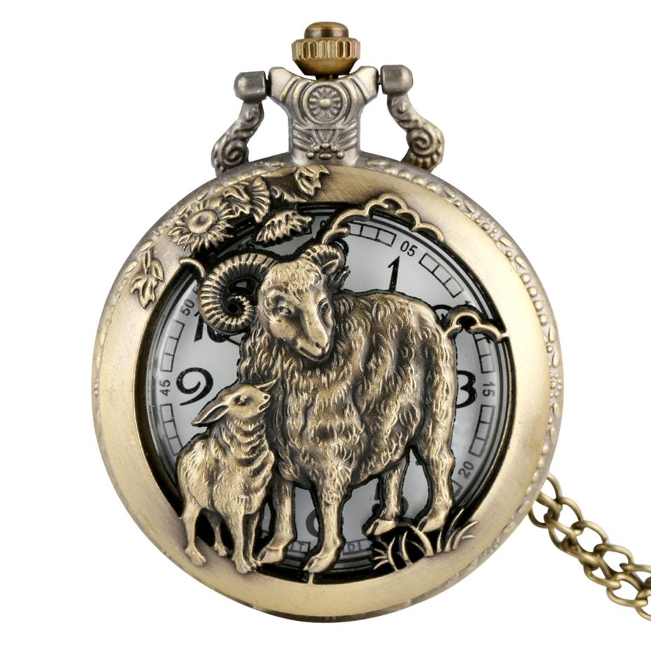 Vintage Chinese Zodiac Quartz Pocket Watch Necklace Pendant Gift Collectible Gifts for Men Women