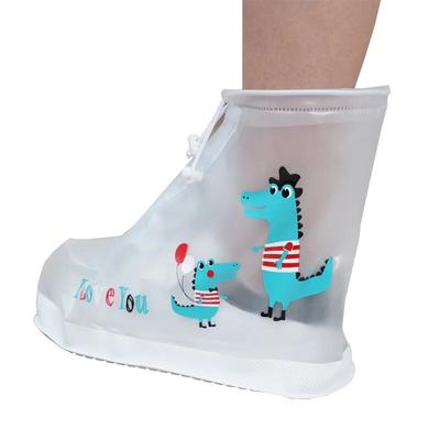 Kids Cartoon Dinosaur   Waterproof Shoes Overshoes Galoshes Children Zipper Non-slip Elastic Rain Shoes Cover For Rain Boot