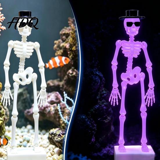Desktop Fish Tank Decorations Dancing Skeleton Aquarium Bubbler with Adjustable Air Flow Underwater 3D Printed Unique for Powered Moving Skull