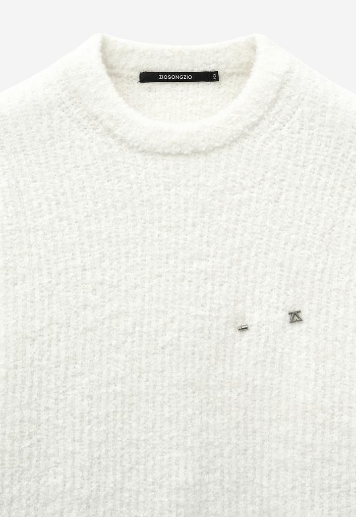 ZIOSONGZIO Fancy Yarn Crew Neck Knit Off-White Zh6Kt612Ow