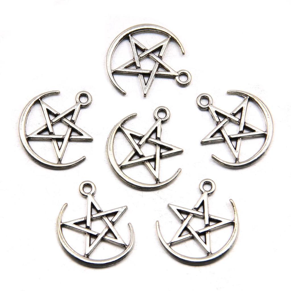Pentagram Style 22 Antique Silver Pendant: Handmade Natural Charm Jewelry Accessory