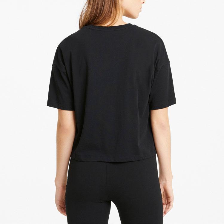 Puma Essential Logo Printed Casual Breathable Round Neck Short Sleeve T-Shirt Women Tops Black 845922-01