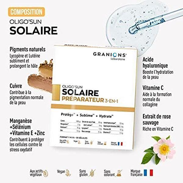 Granions Oligo'Sun - Présparateur Solaire 3-en-1 - 1 Mois - 30 Comprimés