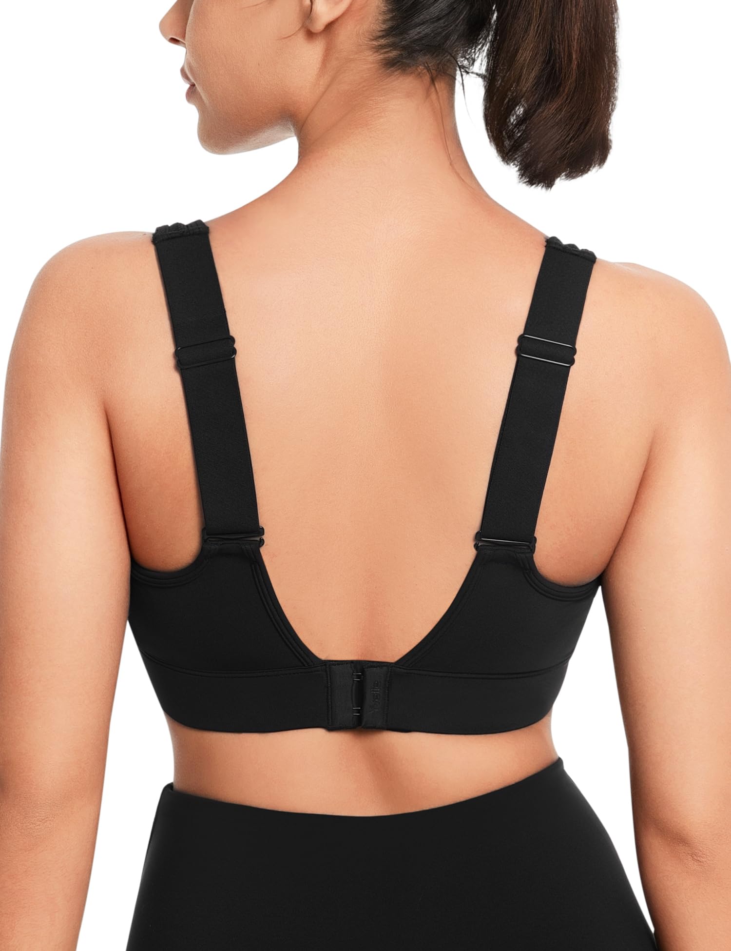 

Yvette Спортивный бюстгальтер для быстрого отвода влаги с регулируемой перекрестной спинкой, интегрированный, повседневный, спортивный, 3XL, черный, женский, с поддержкой, впитывающий, быстросохнущий, U-образная спинка, застежка-крючок, чёрный