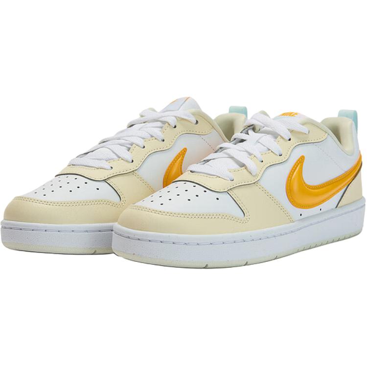 Nike Court Borough Low Recraft Comfortable Versatile Low-Top Sneakers Kids sneakers White Orange IQ9796-171