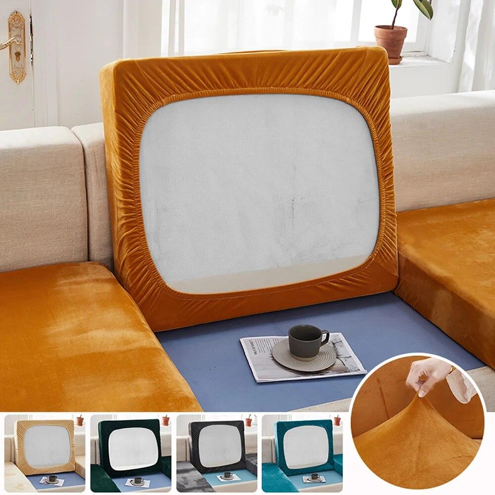 Thick Velvet Fabric Sofa Seat Cover Elastic Super Soft Sofa Cushion Cover Furniture Protector L Shape Sofa Cover for Living Room