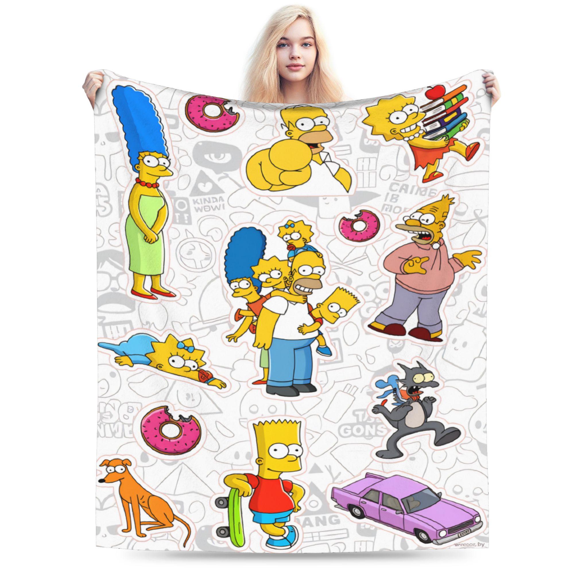 S-Simpsons Family Icon Homer Flannel Blanket Adults  Warm Throw Blanket Winter Living Room Bedspread Sofa Bed Cover 75x90cm
