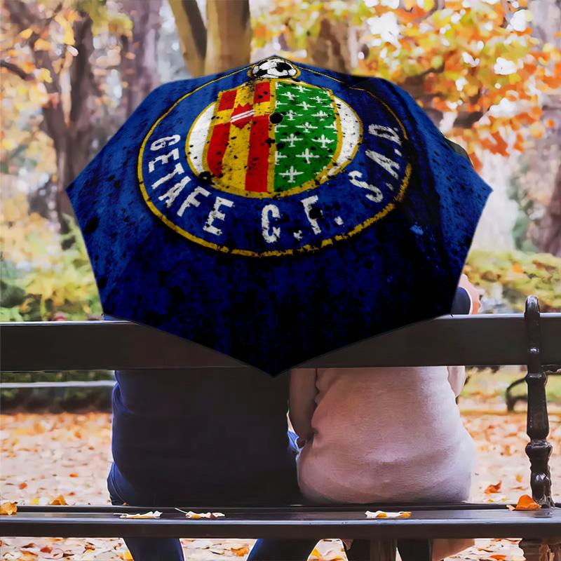 Getafe CF pattern, automatic folding umbrella, portable and foldable design, 8 ribs, a Christmas or birthday gift.