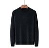 Men's Fleece-lined Jacquard Sweater - Winter Warmth, Round Neck Solid Color Knitwear.