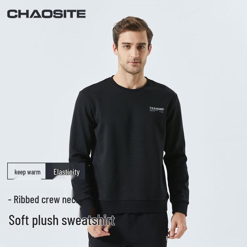 Chaoste Men's Fleece-Lined Crew Neck Cotton Sweatshirt