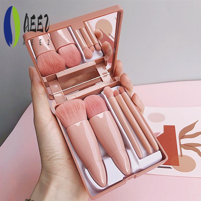 AEE2-Mini 5 Makeup Brushes Multifunctional Makeup Brush With Mirror Powder Brush Eye Shadow Brush Blending Brush