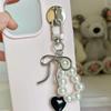 Sweet Bowknot Heart Pearls Keychain Pendant Lovely Hangings Decorations Keyring Charm for Purse Bag Backpack Handbag