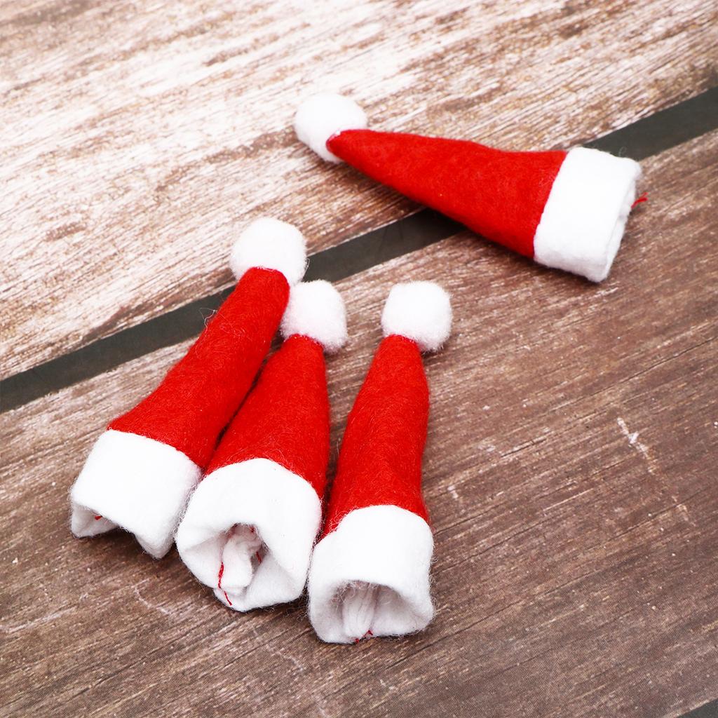 24Pcs Lollipop Hats Mini Christmas Caps Nonwoven Reusable Candy Decor Festive Holiday Party Favors Home Decoration