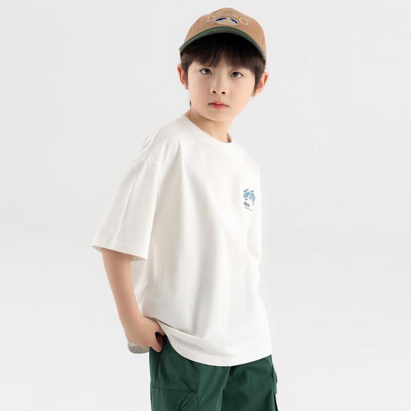 Duoduojia Boys' 2025 Summer Cooling Retro Letter T-Shirt