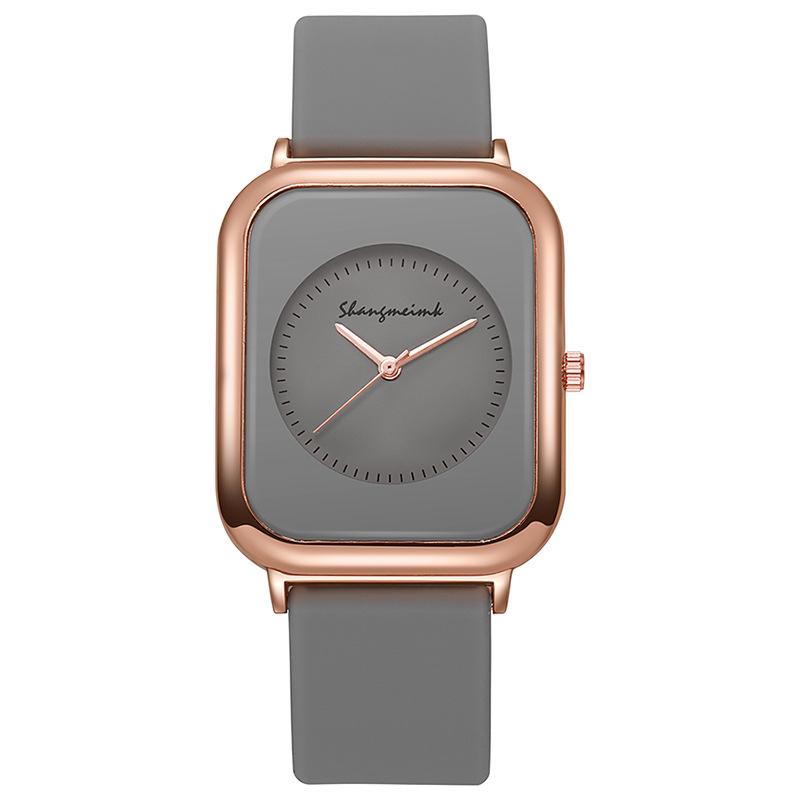 Student Women's Casual Quartz Watch with Square Face and Silicone Strap