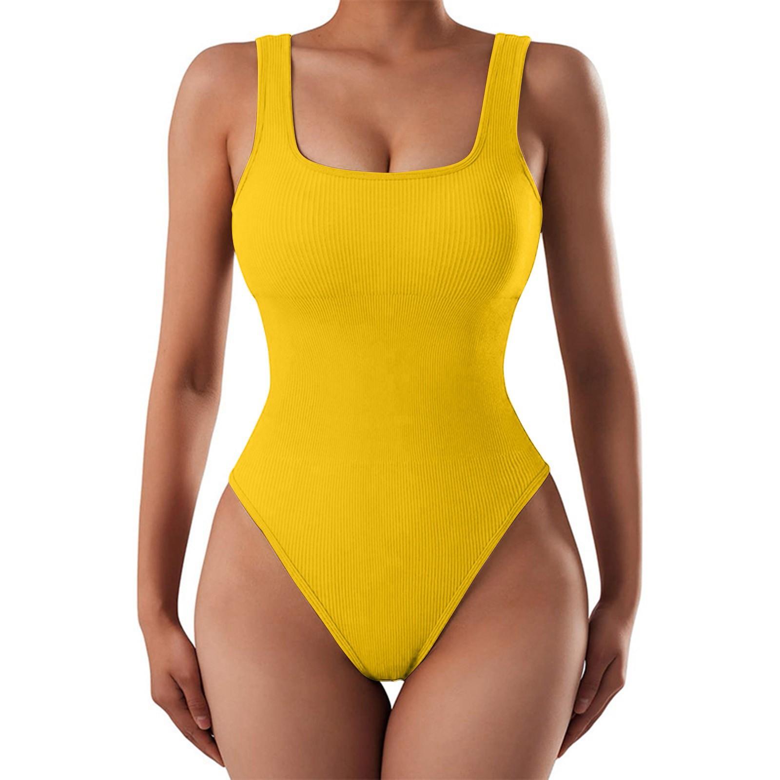 

Женский повседневный сексуальный модный однотонный жилет на пуговицах в рубчик, комбинезон для похудения S жёлтый