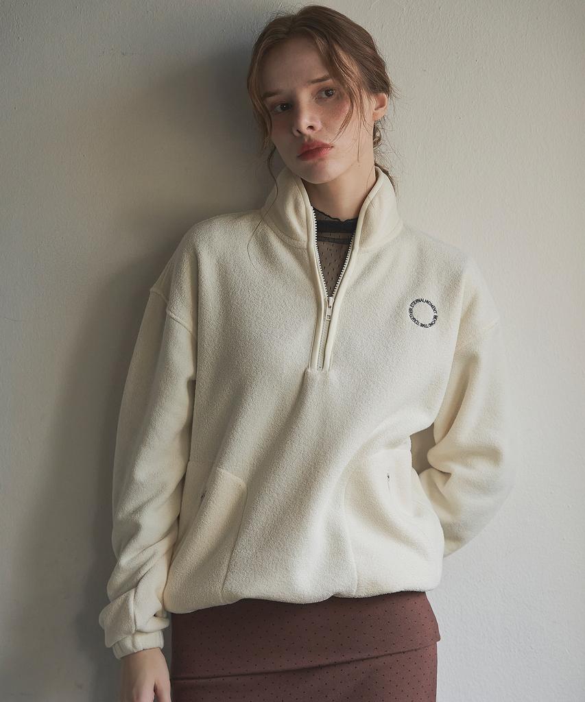 Iteoneolmomeonteu Soft Terry Half Zip Sweatshirt_Cream