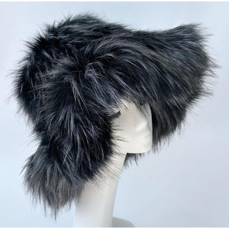 Winter Warm Ear Protection Furry Faux Fox Fur Hat Casual and Fashionable Outdoor Skiing Hats Multiple Colors Available Caps