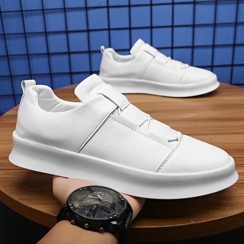 Genuine Leather Men's Casual Shoes Shock-absorbing Men Sneakers Slip-on Men's Flats Comfortable Male Leisure Shoes Scarpe Uomo