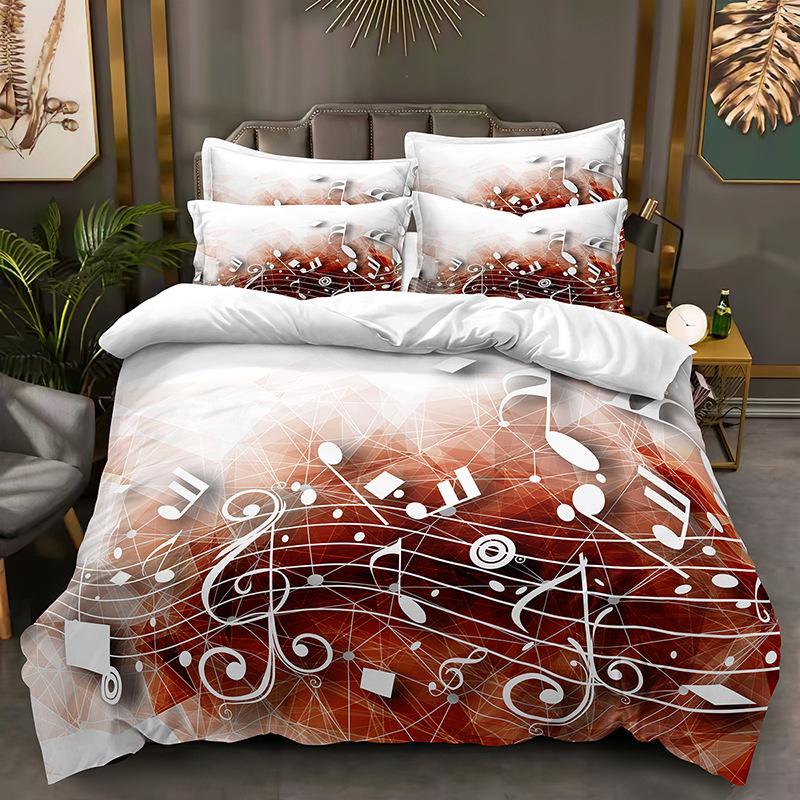 Music Bedding Set 3D Note Down Duvet Cover 2/3 Pieces Single Bed Double Bed Duvet Cover Girl Teens Music Enthusiast Room Bed Cover Birthday Gift