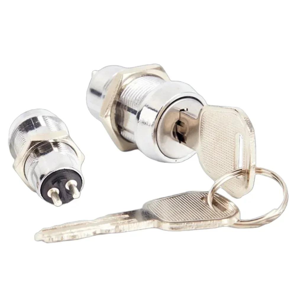1set Lock With 2pcs Key 19mm Opening For Electric Vehicle Cabinet Zinc Alloy Lock Cylinder Key Switch Household Tools Kit