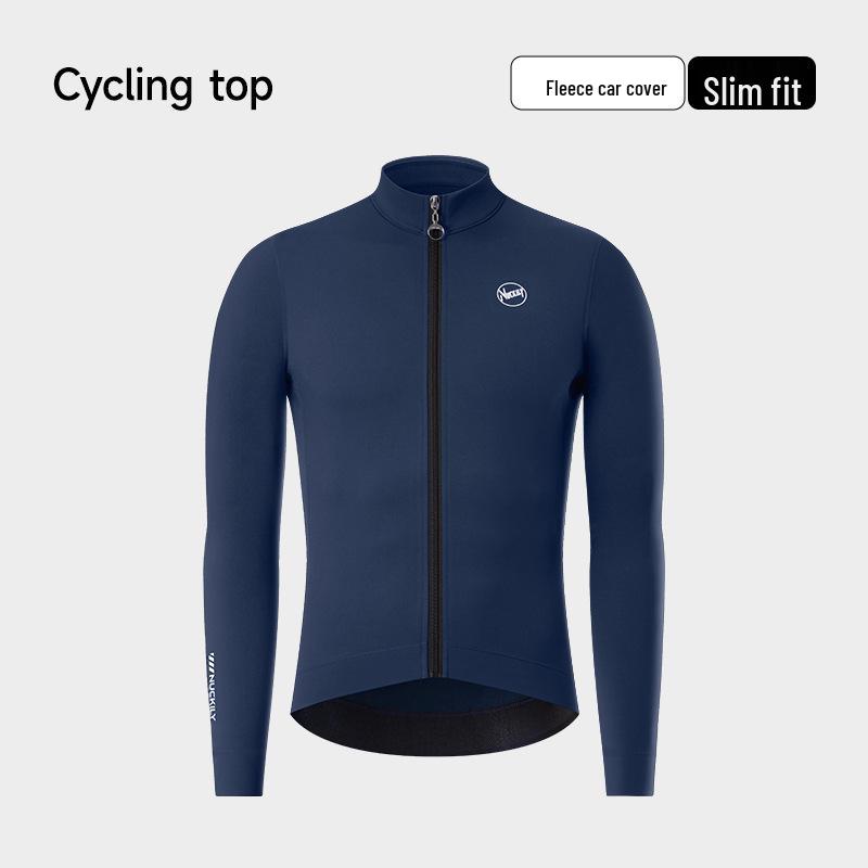 Unisex Fleece Cycling Jersey with Warm Velvet - Long Sleeve for Fall/Winter Outdoor Road Biking L королевский синий