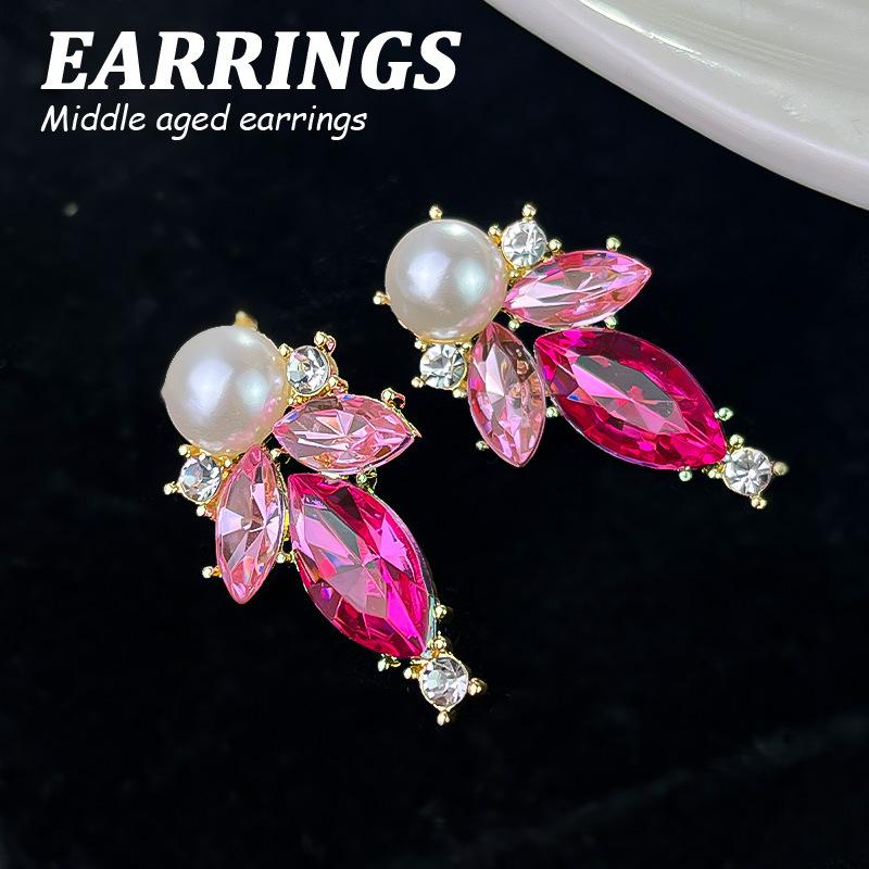 Boucles d'oreilles pendantes Zircon Fleur Colorée pour Femmes, Boucles d'oreilles pendantes Statement pour Fête & Usage Quotidien