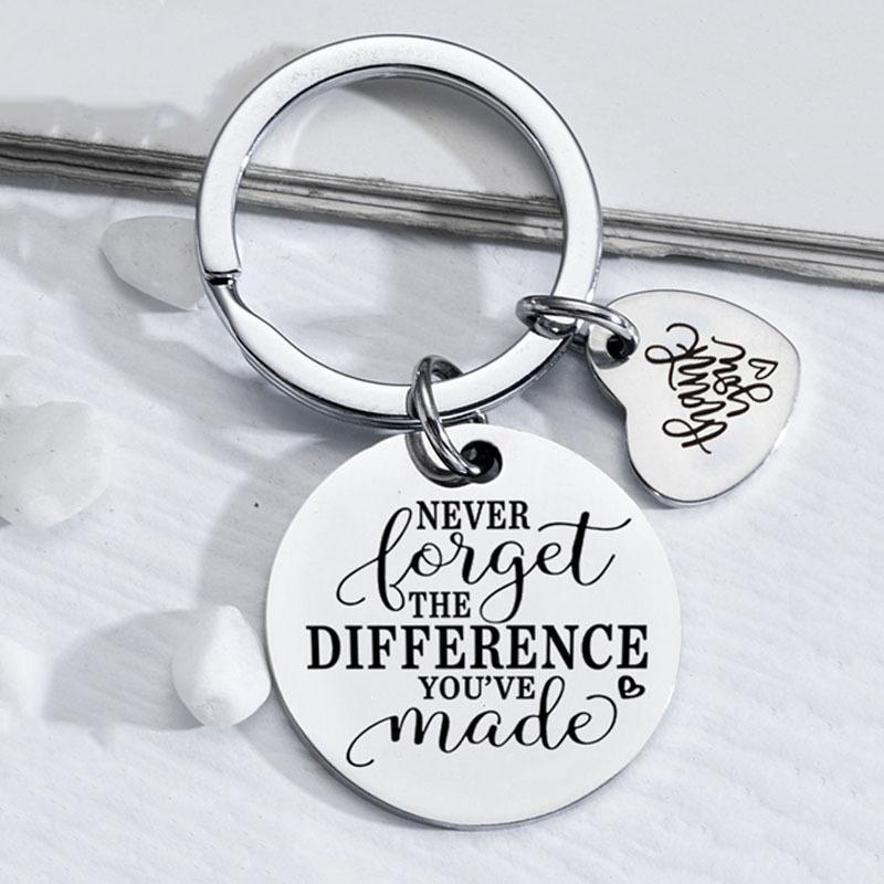 Stainless Steel Keychain Inspirational Quotes Jewelry Gift for Men Women Friends Stainless Steel Keychain for Backpack Bag Pendant