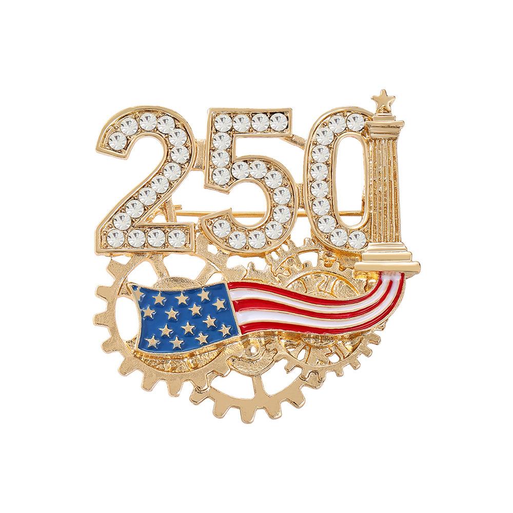 Anniversary commemorative brooch, patriotic medal brooch accessory