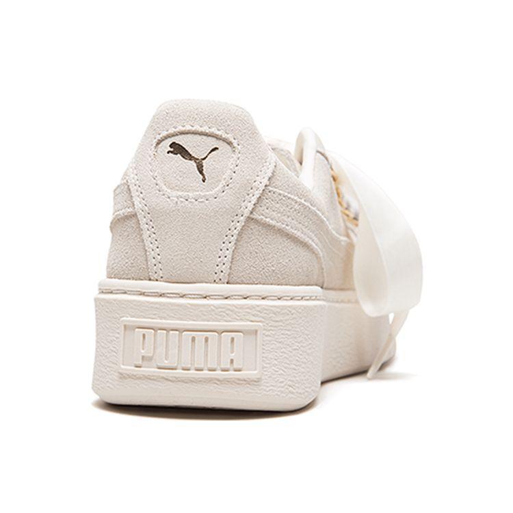 Puma Замшевые кроссовки на платформе с блестящими лентами, спортивные низкие кроссовки, женские кроссовки, молочно-белые 366688-02