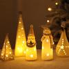 LED Light-up Decor for Christmas, Mini Ceramic Snowman Santa Reindeer Ornament