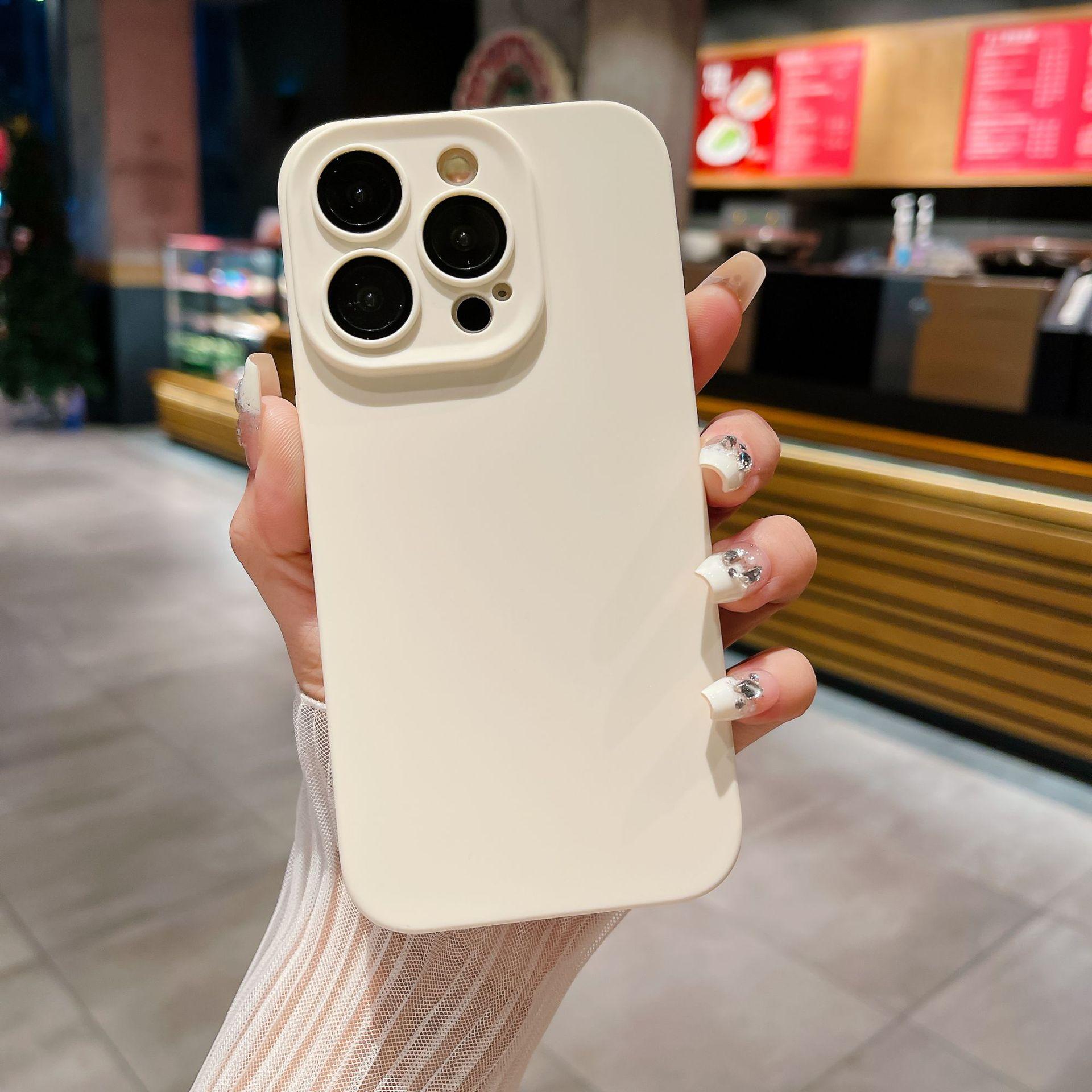 

Подходящий для Iphone16 Candy Силиконовый чехол, Apple 15promax с защитной пленкой для объектива 13 Простой однотонный 14 Чехол для телефона Apple 11Promax белый