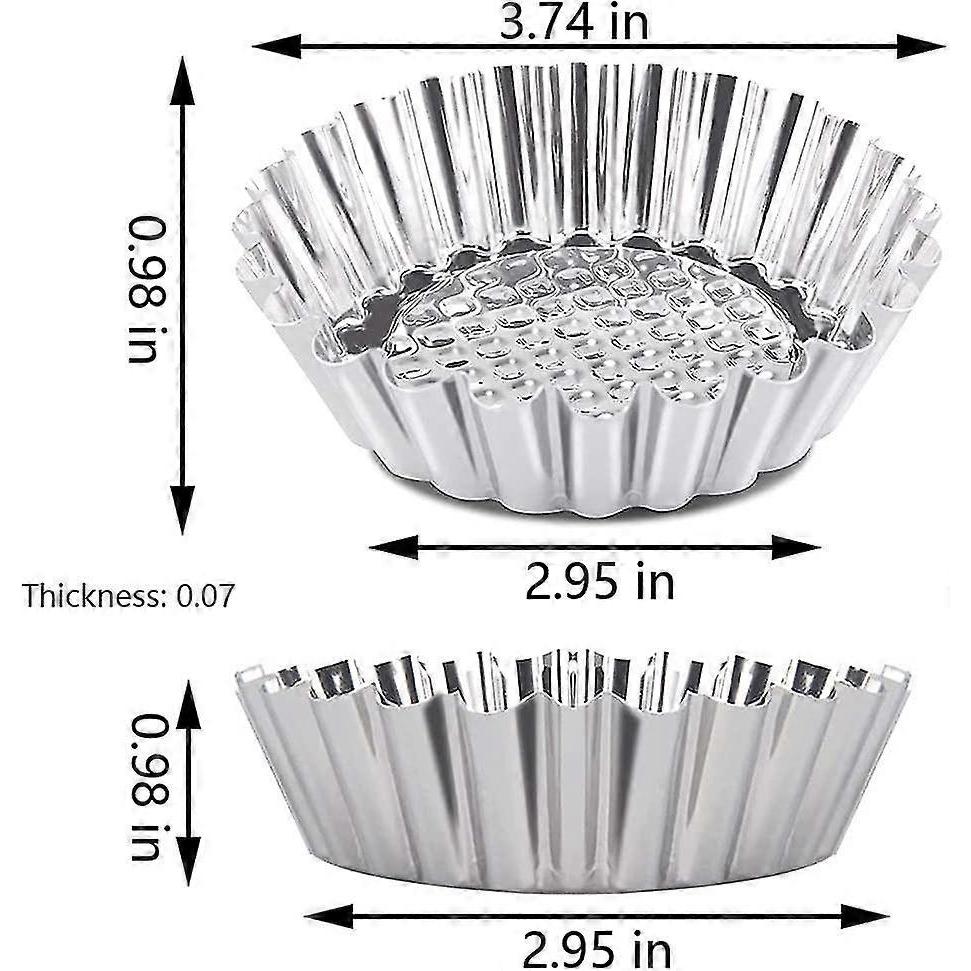 20 Pieces Mini Quiche Mold, Egg Tart Mold, Tartlet Mold, Non-stick And Heat Resistant Reusable Tumbler, For Baking Pies, Muffins And Cupcakes, Silver