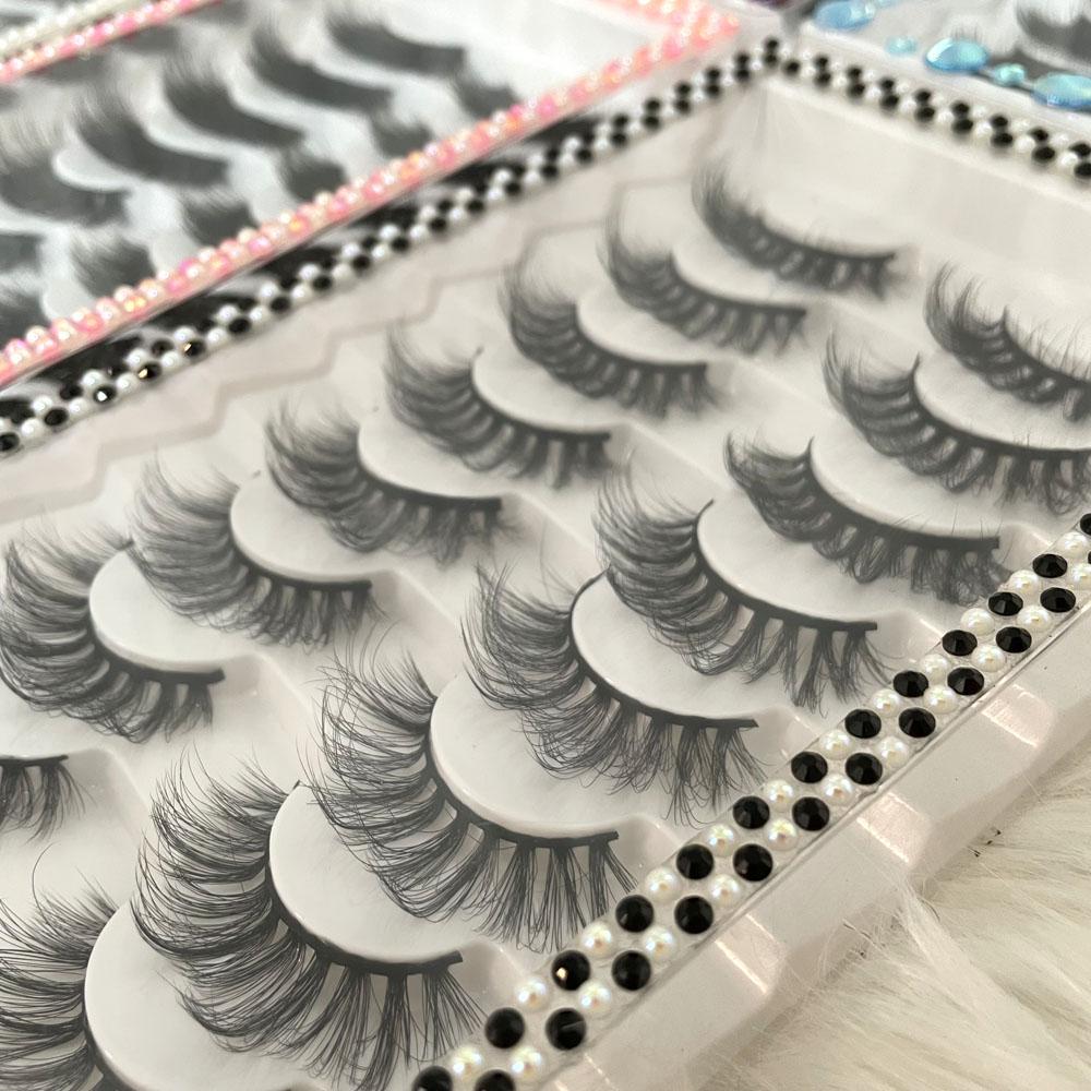 Wholesale Wispy Faux Mink Full Strip 3D Multi Layered Black 8MM-30MM Cruelty-Free Durable Eyelashes Targeted Vendor