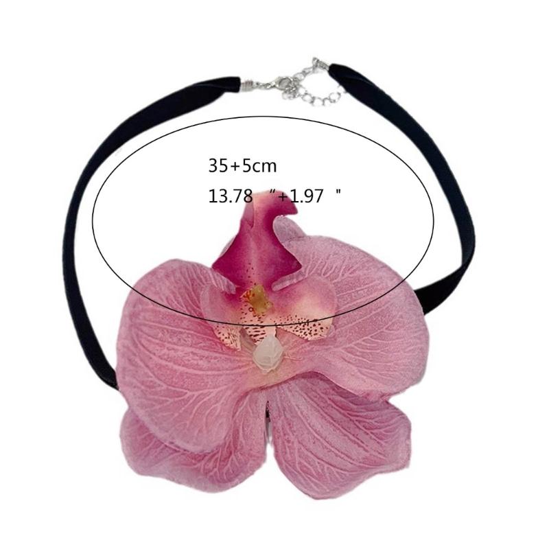 Phalaenopsis Blossom Necklace Simulation Flower Neckchain Women Girls Collarbone Chain Eye Catching Choker Accessory