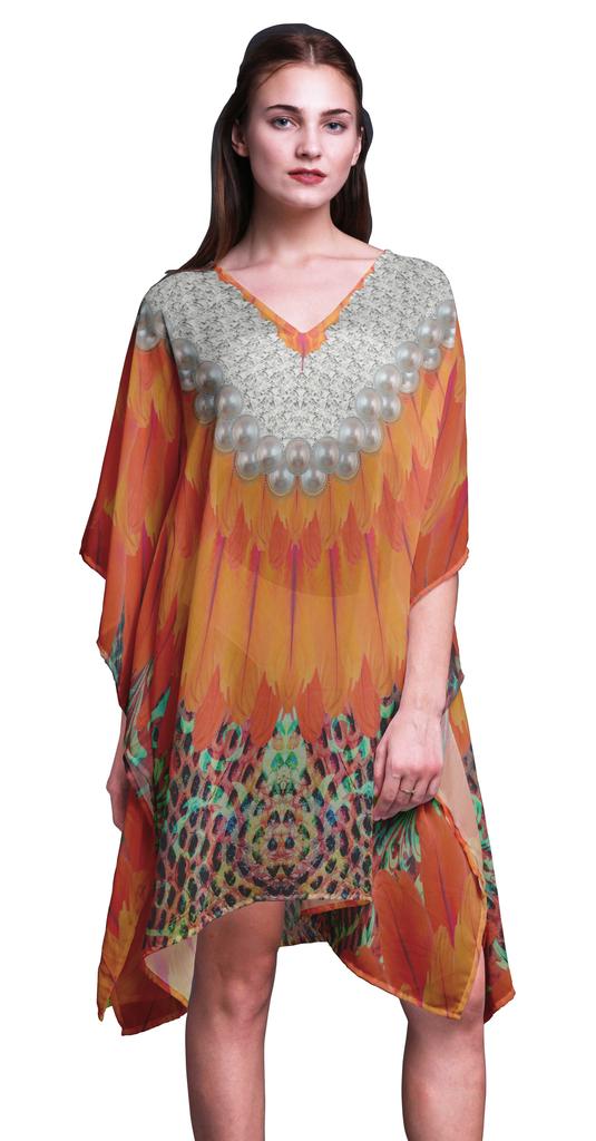 Phagun Short Caftan Midi Dress Beach Swimwear Cover Up Womens Kaftan-4X-5X
