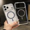 Transparent Glitter Magnetic Armor Case for iPhone 17 Air 16 15 14 Plus 13 12 11 Pro Max For Magsafe Original Shiny Bumper Cover